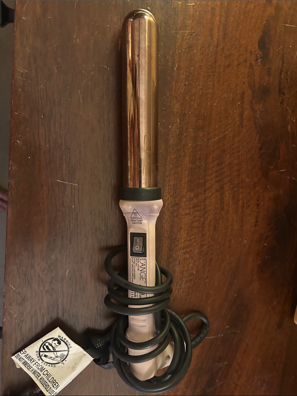 Lange Gold Curling Wand with Light Pink Handle